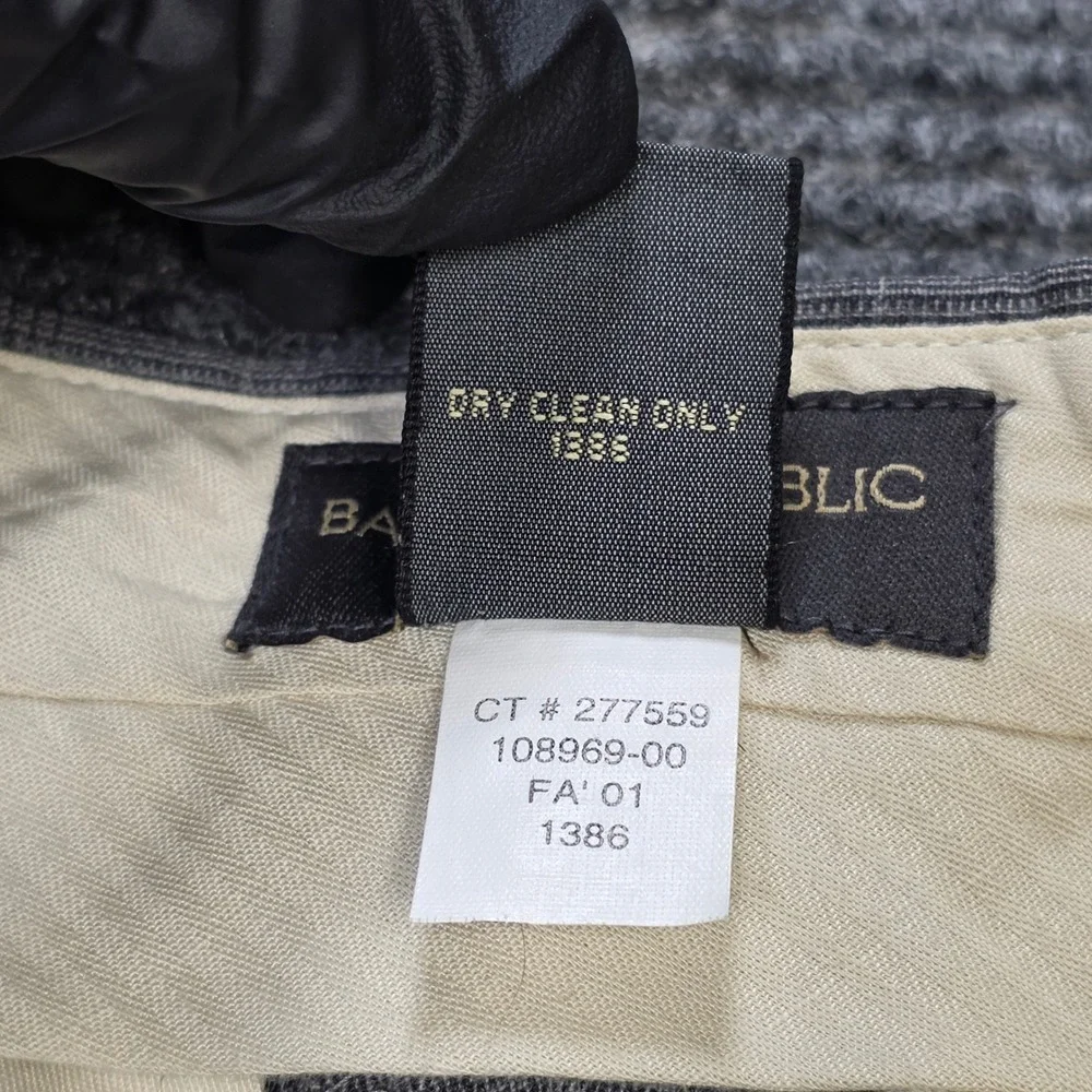 Banana Republic Glen Plaid Wool Dress Pants Men's 31x32 Gray Stretch Windowpane